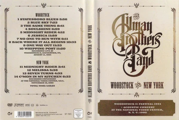 The Allman Brothers Band – Woodstock And New York DVD - Music Madness