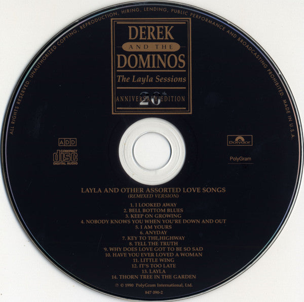 Derek And The Dominos* ‎– The Layla Sessions: 20th Anniversary Edition - Music Madness 