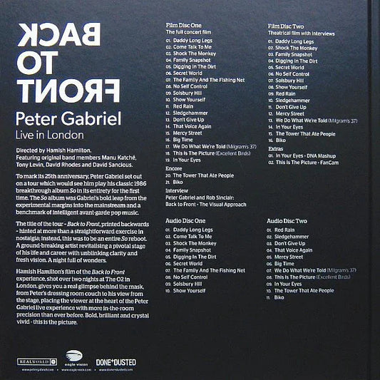 Peter Gabriel ‎– Back To Front (Live In London) - Music Madness 